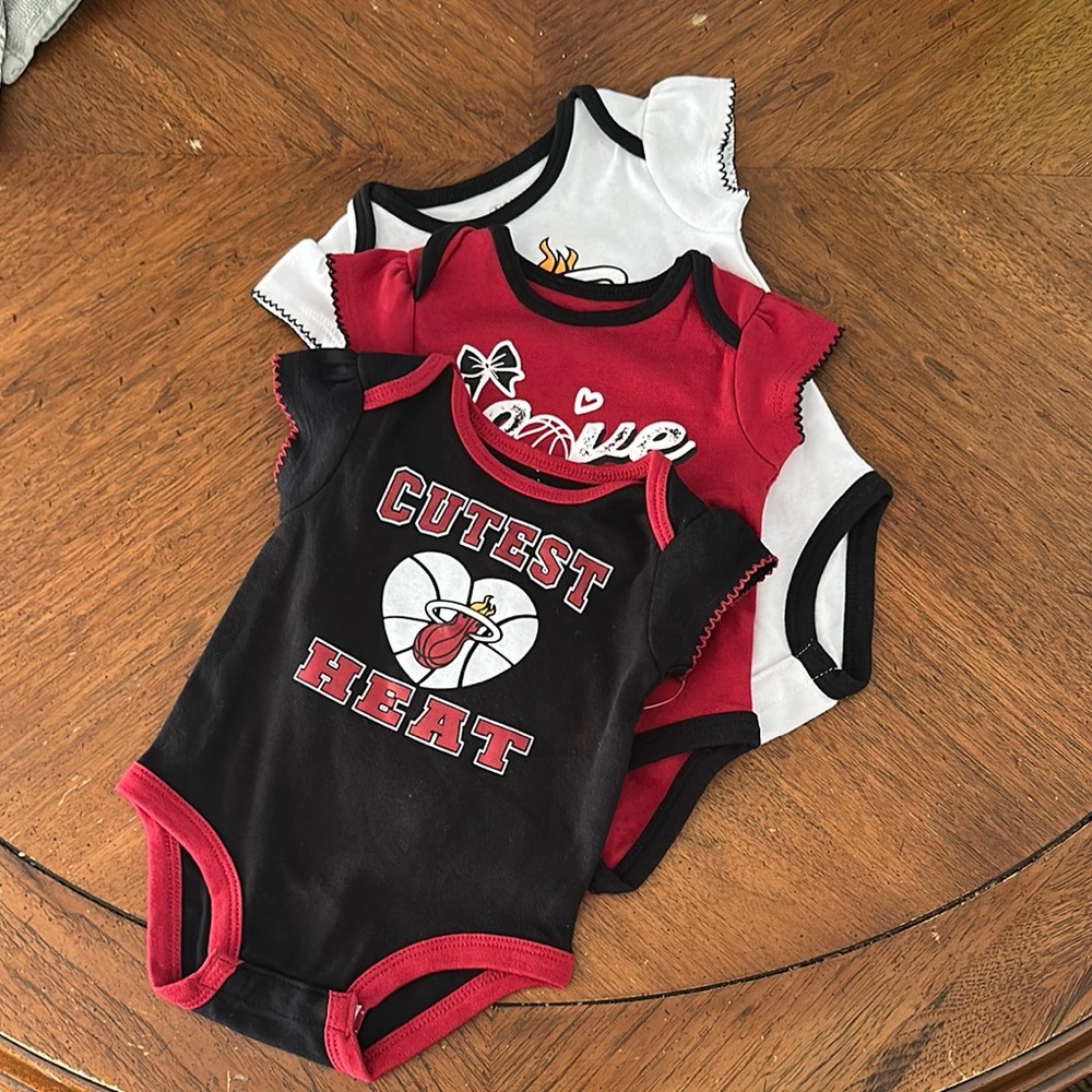 Girls Miami Heat Onesies (set of 3)